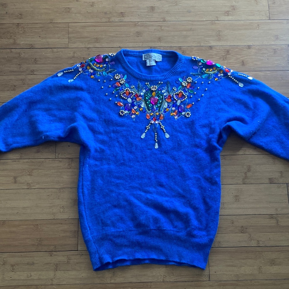 Vibrant Blue Embellished Sweater